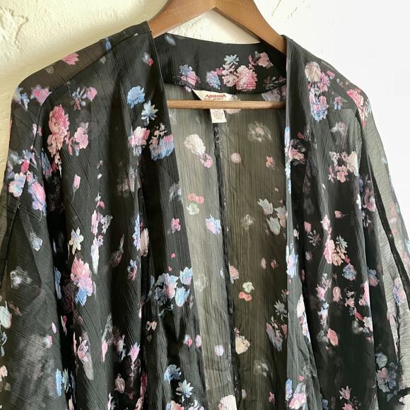Arizona Jeans Company Size XL-XXL Kimono - Coverup Swim Beach Floral Black - Picture 3 of 8